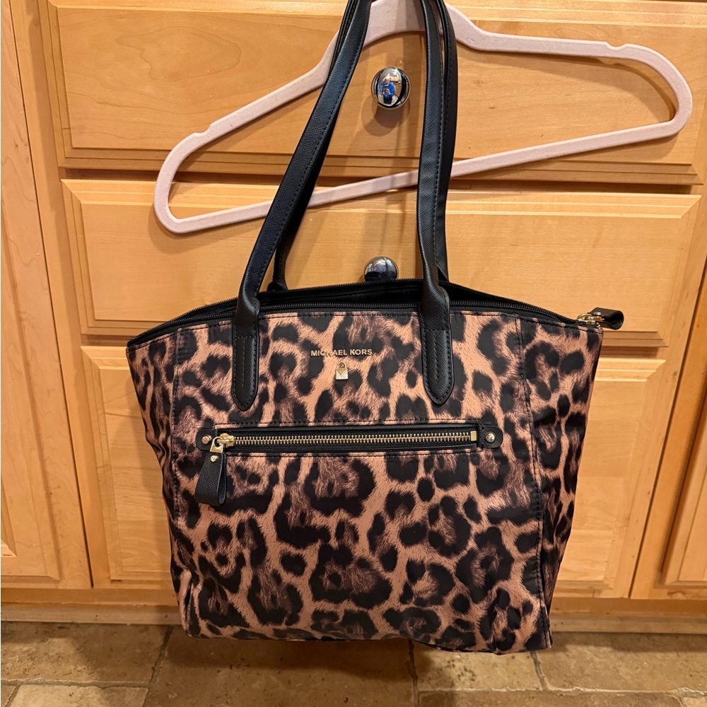 Michael Kors Black and Brown Animal Print Tote